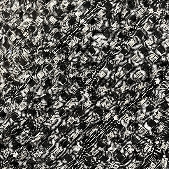 Black and white sequin fringe rectangle scarf - Picture 5 of 5